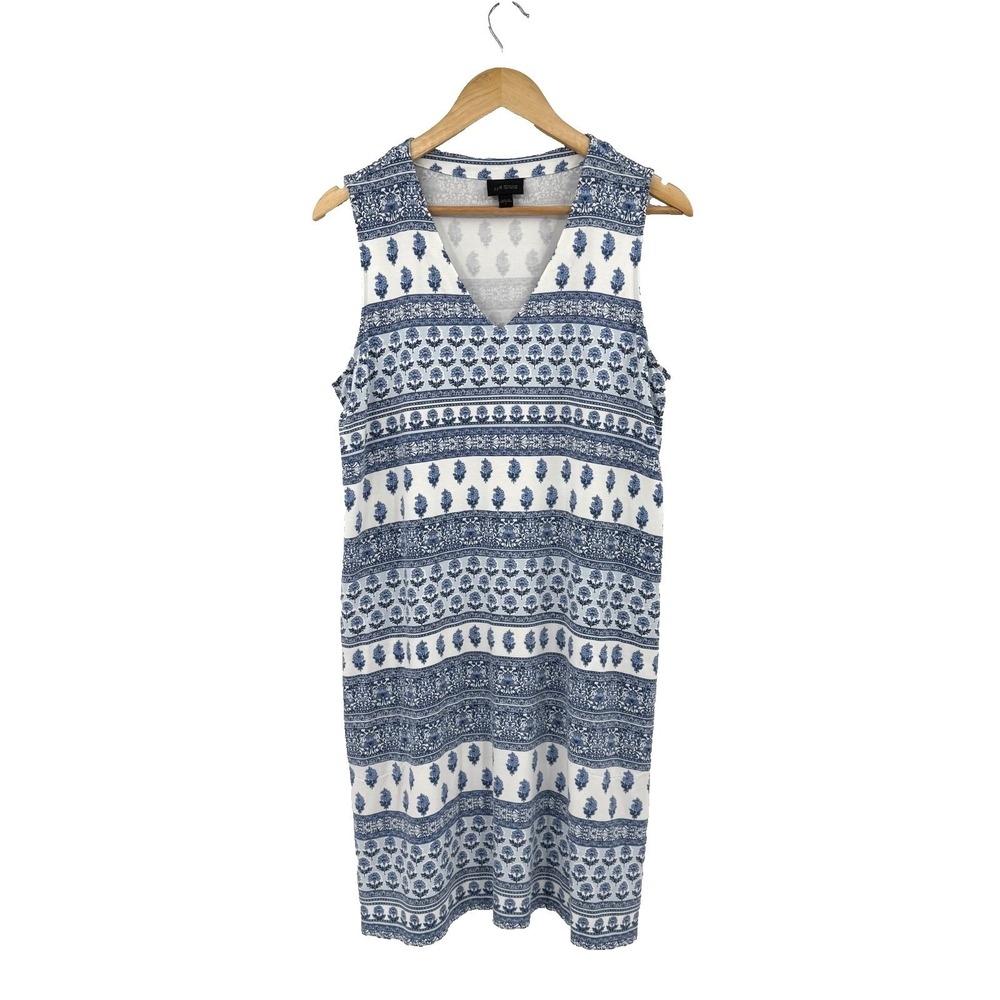 J. Jill Dress Women's L Blue Sleeveless Floral Print Wearever Collection Boho - Picture 2 of 8